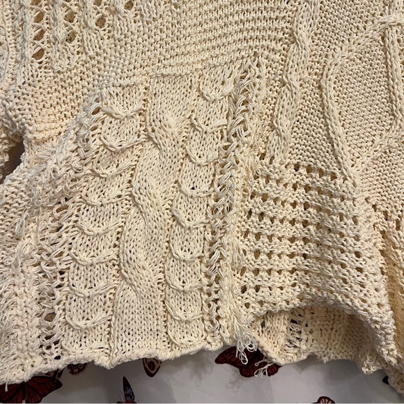 NWOT Cream textured Lace Knit sweater - Picture 3 of 4